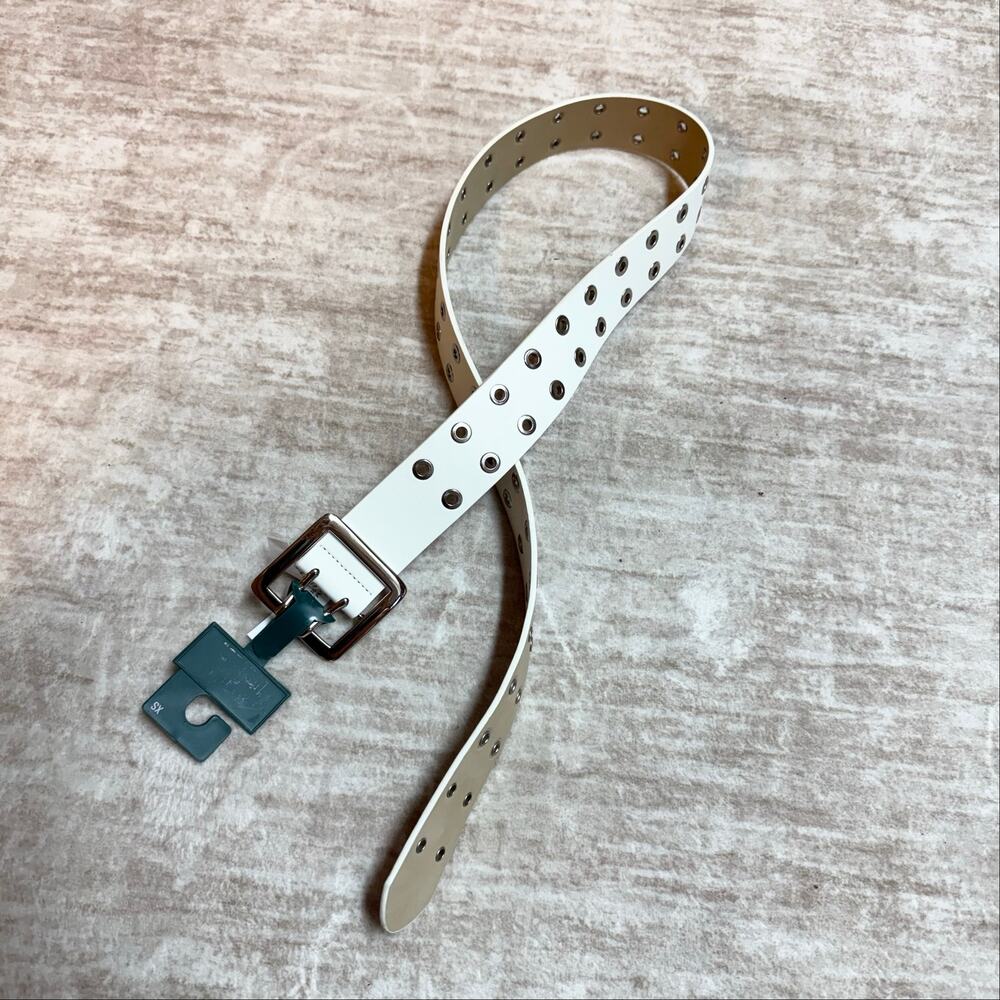 Wild Fable Womens XS White Faux Leather Vegan Studded Belt New Skater Punk Rock
